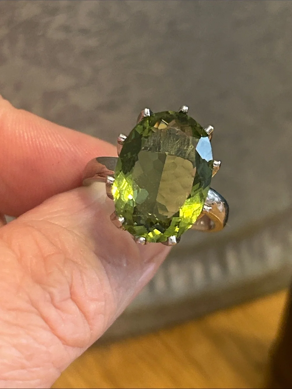 Sterling Silver Green Oval Gemstone Halo Ring - Women's Jewelry